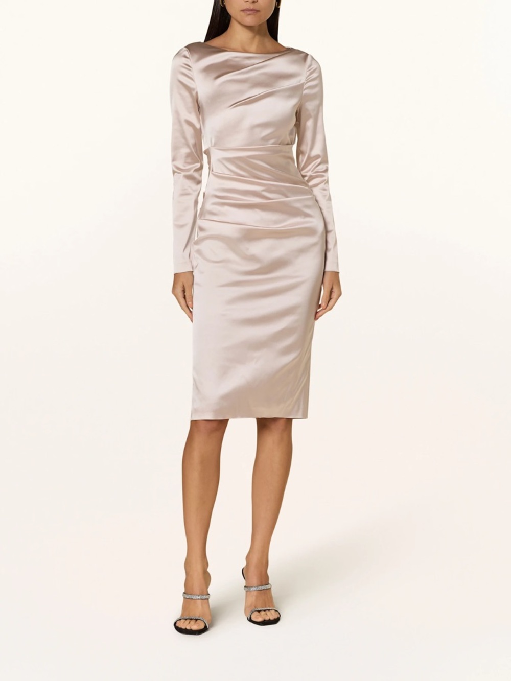 NWT - Talbot Runhof Blush Satin Long-Sleeve Sheath Dress (14)